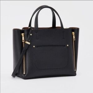 Ann Taylor Black Leather Tote Bag